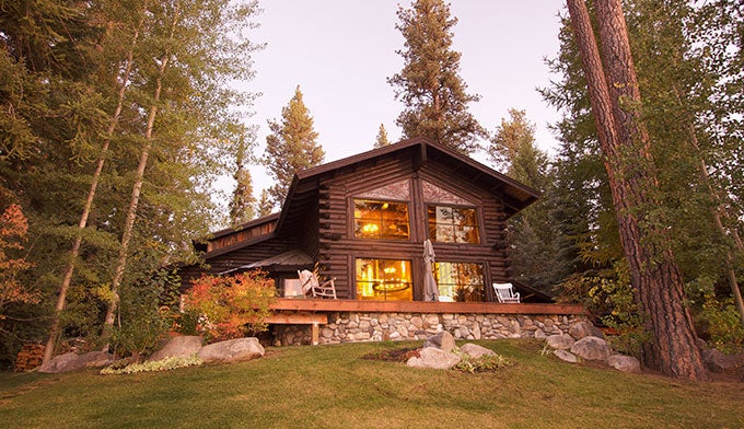 Log cabin in the mountains