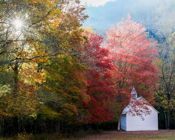 SM-Catalooche-PalmerChapel-autumn_TamKarolCooper_700 The Palmer Chapel in Catalooche in autumn, Great Smoky Mountains National Park