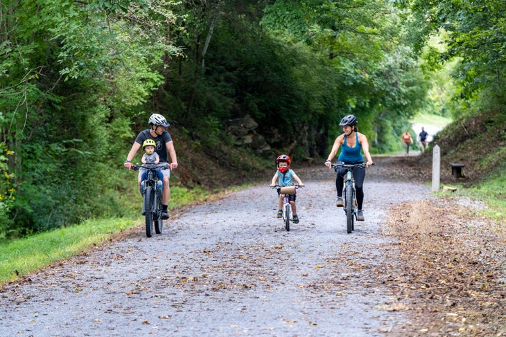 Biking on Tweetsie Trail in Carter County, Tenn.