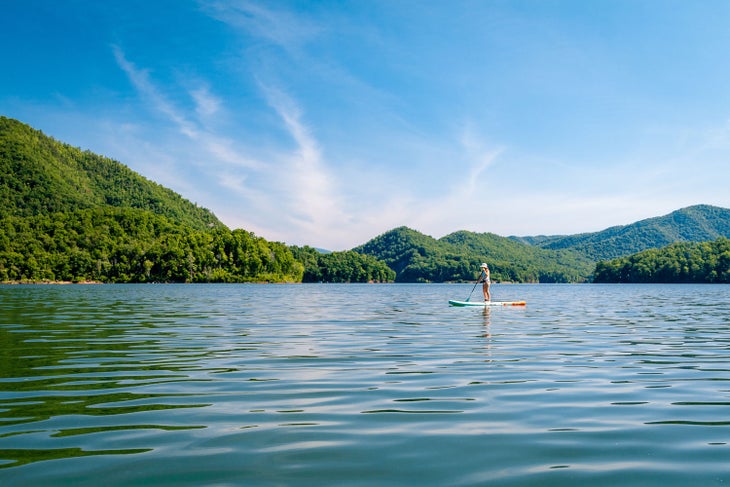 Paddleboarding on Wataugal Lake in Carter County, Tenn.