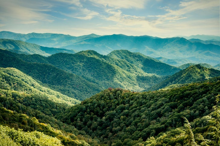 Aerial view of the Great Smoky Mountains