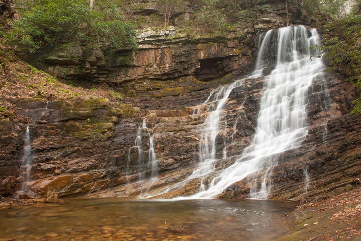 Located in the wilds in east Tennessee, Margarette Falls creates and interesting waterfall and cascade.