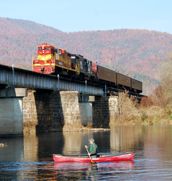Tennessee Valley Railroad crossing the Hiwassee River Gorge in Polk County