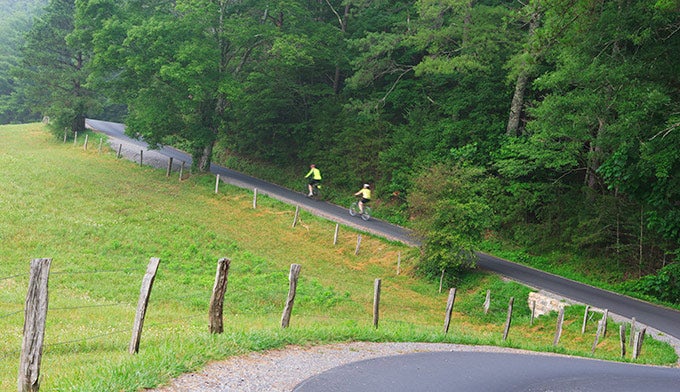 SM-Biking-Cades-Cove_iStock_680 Bike riding on the Cades Cove Loop in Great Smoky Mountains National Park.