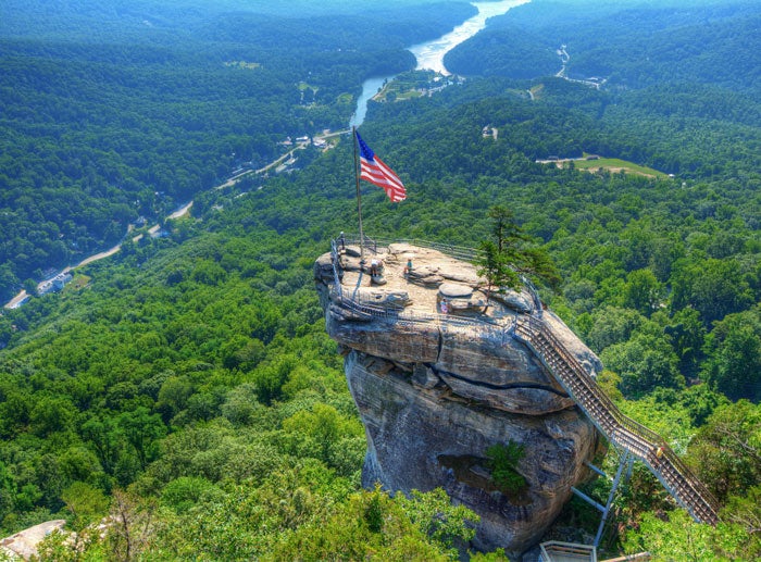 NC-Chimney-Rock-aerial-flag_DP_700v Chimney Rock State Park in North Carolina