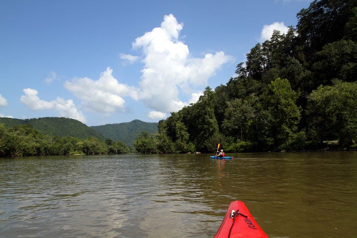 NC-HotSprings-FrenchBroadRiver-kayak_FlickrAnoldent_700 Kayaking on the French Broad River at Hot Springs, N.C.