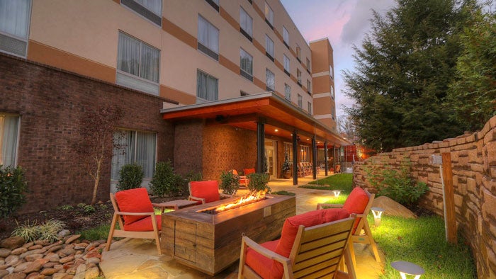 FairfieldInnGatlinburg-FirePit_courtesy_700 Fire Pit at Fairfield Inn & Suites Gatlinburg Downtown