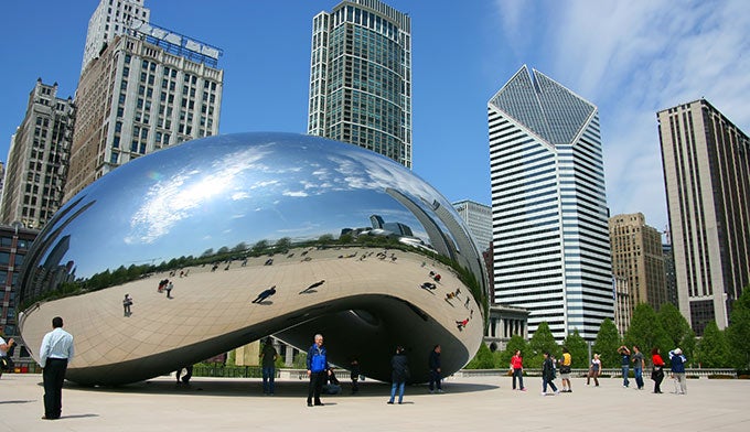 Chicago-Millennium-Park-Bean_DP_680 Cloud Gate in Chicago's Millennium Park.