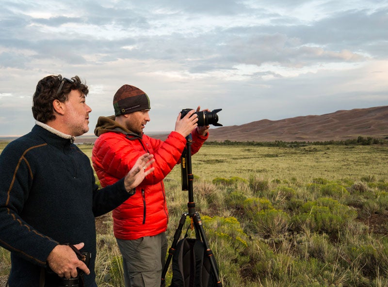 GSD-NightSkies09_LinseyDodaro_800 Tamron photographer Andre Costantini helping a workshop participant at Great Sand Dunes National Park